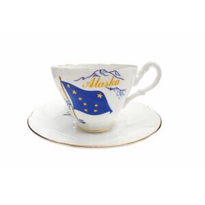 Vintage Alaska Statehood Souvenir Tea Cup & Saucer Set - Made in England